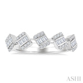 1/3 Ctw Cushion Shape 5-Mount Fusion Baguette and Round Cut Diamond Fashion Ring in 14K White Gold